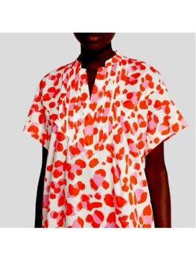 Diane Von Furstenberg Fiona Poplin Top S Short Sleeve Cottage Y2K indie